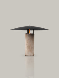 Table Lamp Stone Travertine Neutral Color ,Metal Lamp Shade